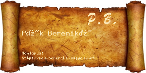Pék Bereniké névjegykártya